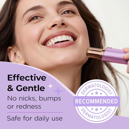 Kradaa Facial Hair Removal for Women: Electric Face Razor with LED Light - Painless & Instant Results Mini Shaver for Travel Use (Purple)