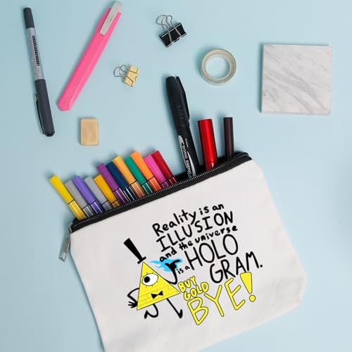WZJHCL Bill Cipher Makeup Pouch - Cartoon Cosmetic Bag (Bye)