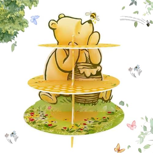 Winnie Bear Cupcake Stand - 3-Tier Dessert Holder for Parties