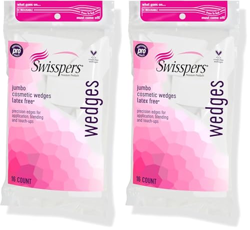 Swisspers Jumbo Latex-Free Cosmetic Wedges - 16 Count Pack of 2