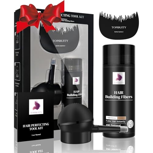 TOPIBUITY Hair Building Fibers & Applicator Set - Light Brown