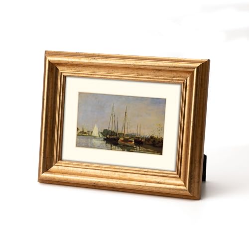 5x7 Distressed Gold Bevel Picture Frame with Mat for 4x6 Photos