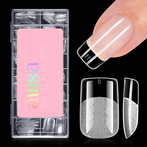 AILLSA Short Square Nail Tips - 120pcs, 15 Sizes, Matte Finish