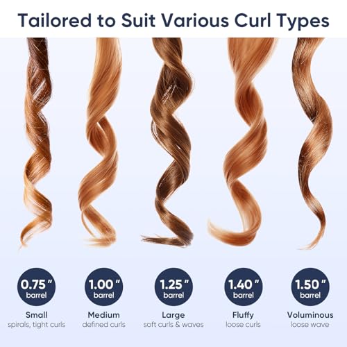 Ryanboo 1.40 Inch Black Curling Iron with 5 Temp Settings, Professional 35mm Hair Curler