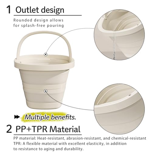 Gorocking Collapsible Bucket 10L - Versatile for Foot Baths, Laundry & Camping