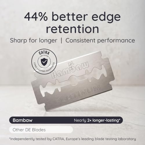 Bambaw Double Edge Safety Razor Blades 100 Pack - Platinum Stainless Steel Replacement Blades for Smooth, Precise Shave