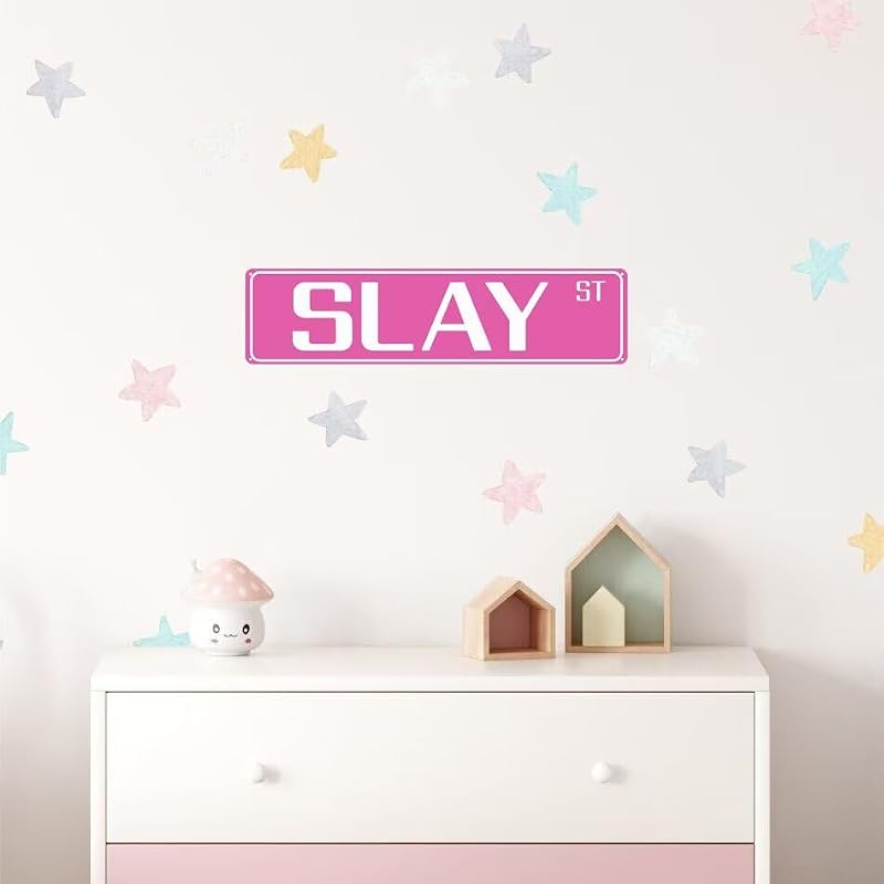 Funny Pink Street Sign Wall Decor - 16" x 4" for Teen Rooms
