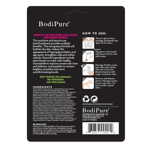 Bodipure Hand Mask 4 Pack - K-Beauty Keratin Deep Moisture & Nail Care