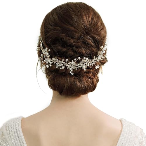 Gold Bridal Headpiece - Handmade Wedding Hair Vine with Crystals