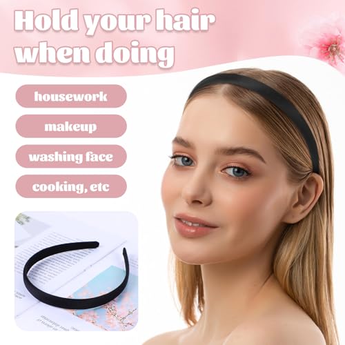 2Pcs Wide Satin Headbands - Soft Non-Slip Hairbands for Women