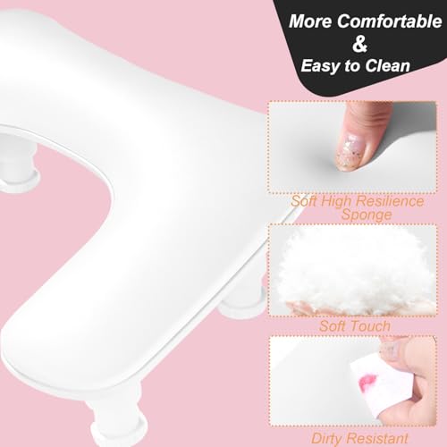 ibubu Adjustable Manicure Arm Rest, PU Leather Nail Tech Hand Pillow White
