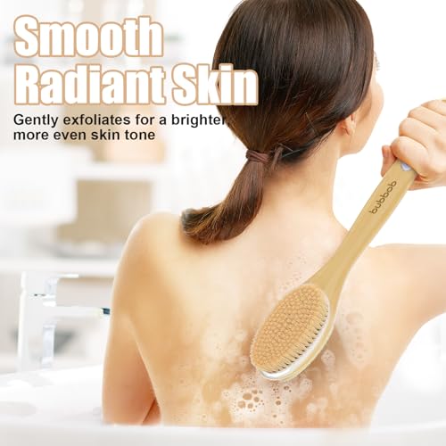 Bubbob Long-Handle Back Scrubber for Shower - 2 Pack Exfoliating Bath Brush