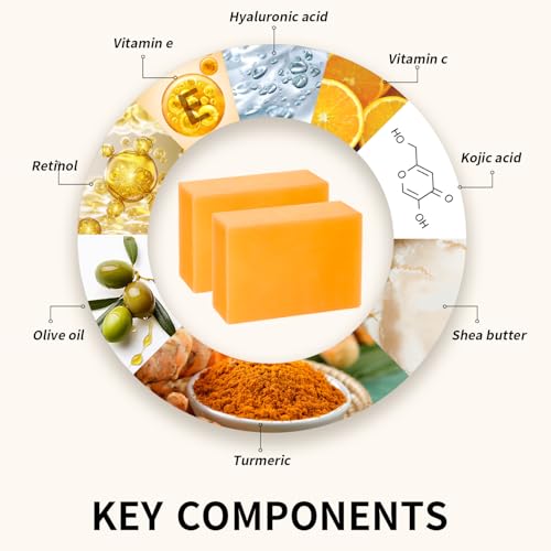 Kojic Acid Soap for Dark Spot Removal with Turmeric & Vitamin C - 2 Bars