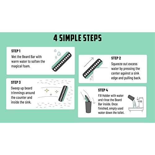 Mat's Beard Bar¢ç - Pro (V2.0) & Holder - FLEXIBLE - Clean Up Beard Trimmings from Sinks and Countertops After Shaving - Best Gifts For Men