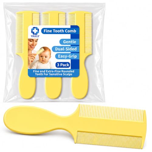 Vakly Fine Tooth Comb Set - Double-Sided Baby Grooming 3 Pack
