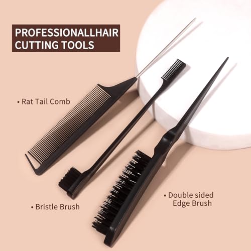 ROVDI 5-Piece Deluxe Boar Bristle Hair Brush & Comb Set