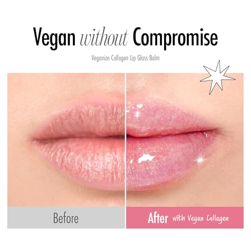 SELF BEAUTY Veganize Collagen Lip Glass Balm in Aurora Glitz - Hydrating Lip Gloss with Hyaluronic Acid for Moisturizing Dry Lips