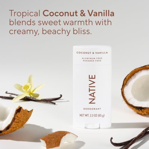 Native Coconut & Vanilla Deodorant - 72 Hour Odor Control, Aluminum Free, 2.3 oz (Pack of 2)