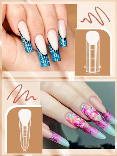 Poly Nail Extension Forms Set with Silicone Pads - Reusable French Manicure Tools