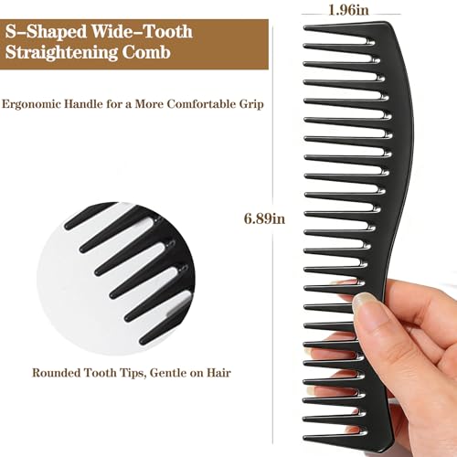 2-Pack Wide Tooth Combs for Curly & Thick Hair - Detangle Easily