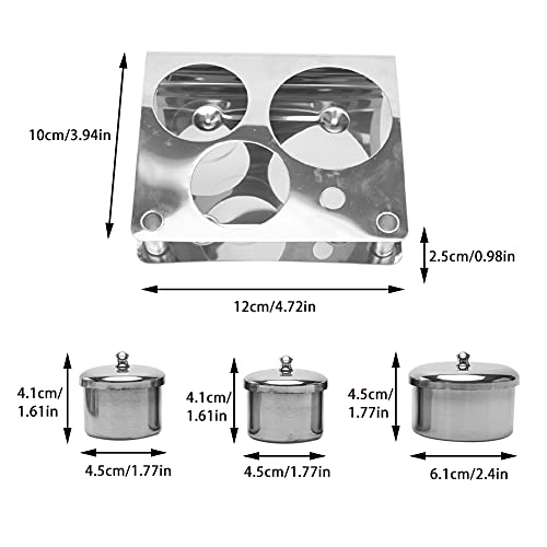 3-Piece Stainless Steel Acrylic Liquid & Powder Nail Art Container Set
