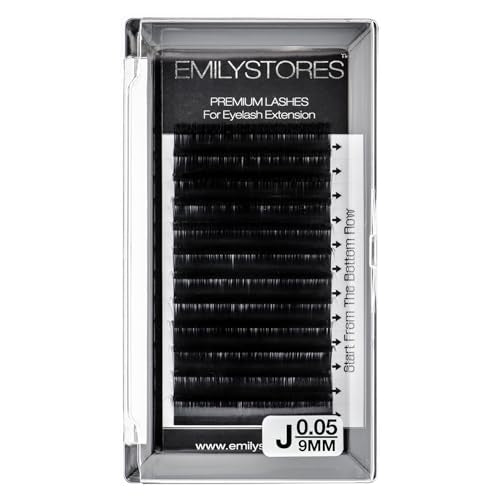 EMILYSTORES 0.05mm J Curl 9mm Volume Eyelash Extensions - Soft & Natural