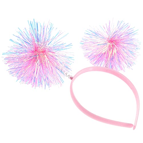 Minkissy Pink Sequin Pom Pom Headband for Women Adults - Head Bopper