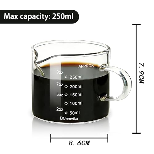 BCnmviku 250ML Espresso Cup with Handle - Clear Borosilicate Glass