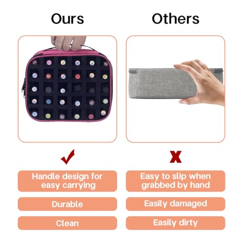 Rose Red Nail Polish Organizer Case Holds 30 Bottles with Pad