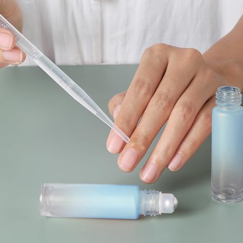 SESENSE 10ml Essential Oil Roller Bottles - 4 Pack, Leak-Proof Glass with Stainless Steel Balls