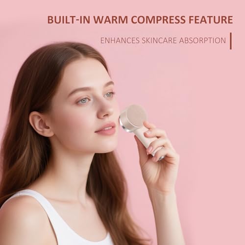 DAROMA Rechargeable Silicone Electric Face Scrubber - 2-in-1 Exfoliating & Heating Brush for Deep Pore Cleansing