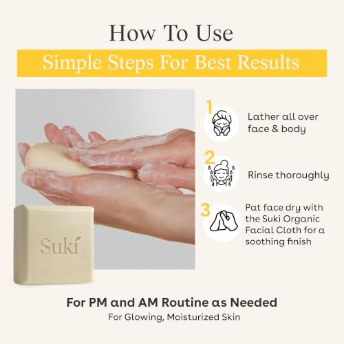Suki Sensitive Skin Cleansing Bar for Face & Body with Oatmeal & Shea 4oz