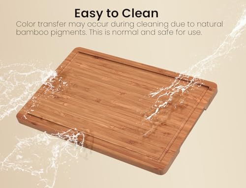 Bamboo Cutting Boards Set of 3 with Juice Groove & Handles