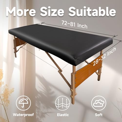 WUSOUPU Waterproof PU Leather Massage Table Cover - Elastic Fitted Protector