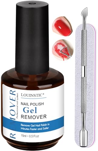 Louinstic 2Pcs Gel Nail Remover Kit - 15ml, Acetone-Free Gel Polish Remover