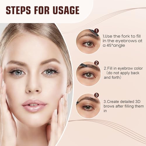 4-Fork Tip Eyebrow Pen - Lift & Snatch Brow Pencil, 2 PCS Dark Brown