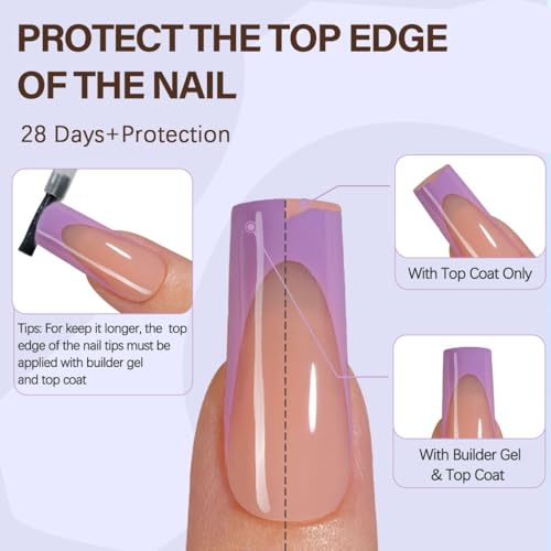 Misssix 300Pcs French Tip Press On Nails - Long Square Soft Gel Nail Tips