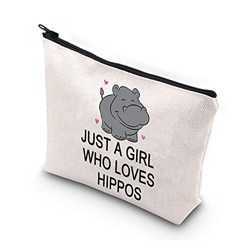 Hippo Makeup Bag - Just a Girl Who Loves Hippos Cosmetic Pouch