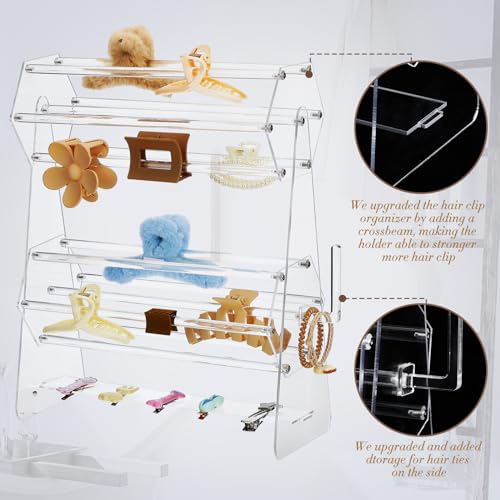 Hexagonal 2-Tier Acrylic Claw Clip Holder - 360 Degree Rotating Organizer
