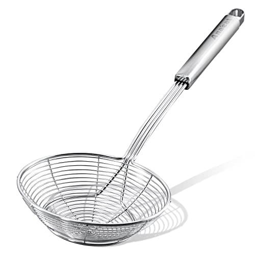 Anaeat Stainless Steel Spider Strainer Skimmer - 5.5 Inch Long Handle Cooking Ladle