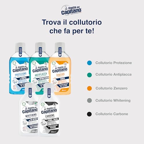 Pasta Del Capitano Antiplaque Mouthwash 400ml - Alcohol-Free