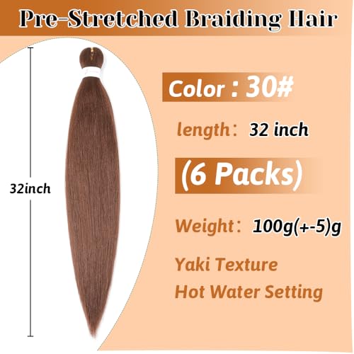 Umylar 32-Inch Pre-Stretched Braiding Hair Extensions - Brown Yaki Synthetic