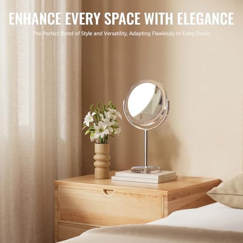 Auxmir 1X/ 30X Magnifying Mirror, Makeup Mirror with Tweezer, Double Sided Round Vanity Tabletop Mirror, 360¡Æ Rotation Portable for Dressing Table Desk Bathroom Bedroom Travel, Clear