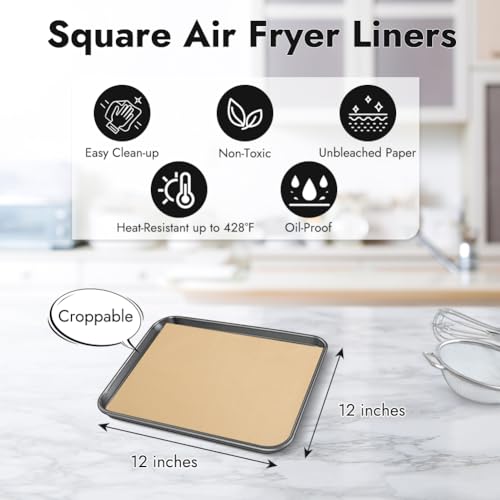 12 Inch Air Fryer Liners for Ninja SP151/SP101/SP201/SP301 - 150PCS Unbleached Parchment Paper