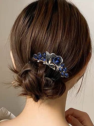 Missgrace Blue Bridal Hair Comb with Crystals – Wedding & Prom Hair Accessory