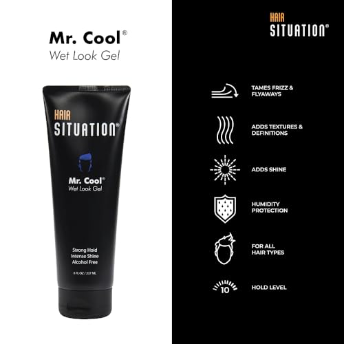 Mr. Cool Wet Look Hair Gel - Strong Hold & High Shine, 8 Fl Oz