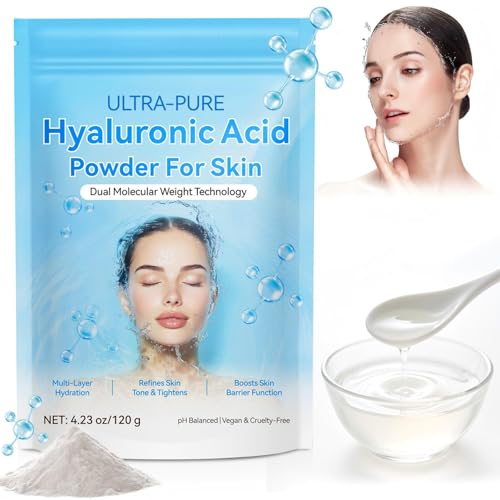 Hyaluronic Acid Powder, 100% Ultra-Pure Serum Powder for Skin, High