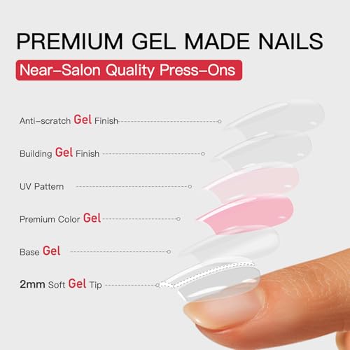 CurvLife Short Oval Press On Nails - Champagne Pearl, 32PCS