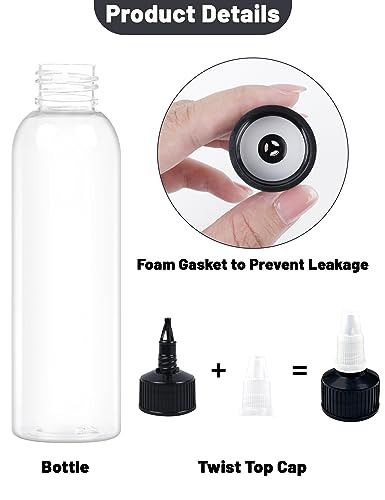 EOSAU 6 Pack 8oz Clear Plastic Squeeze Bottles with Twist Cap