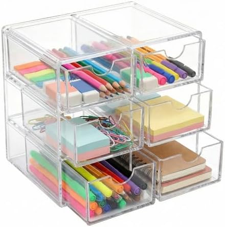 Acrylic Drawer Organizer - Stackable Storage Box for Stationery, Cosmetics & Jewelry | Transparent Dustproof Design